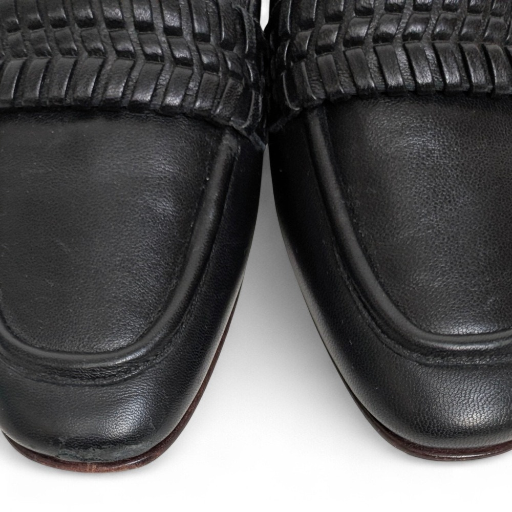 Veronica Beard Arlie Black Nappa Leather Braided Loafers Italy 6.5M - Picture 4 of 10